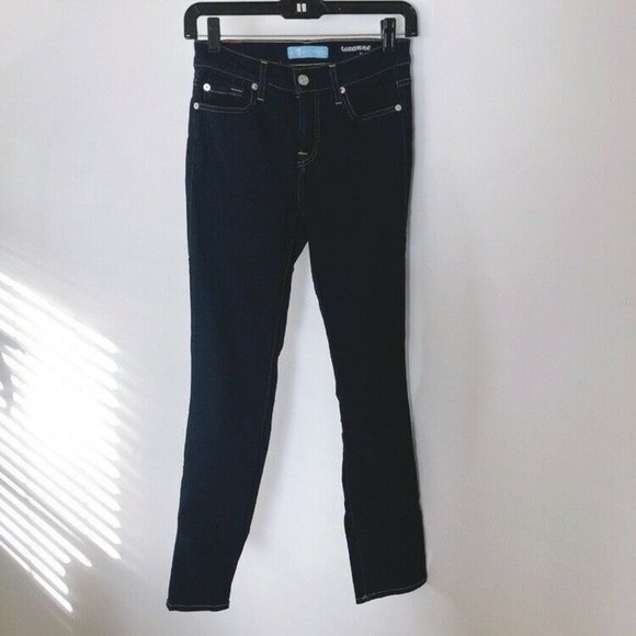 FOR ALL 7 MANKIND B(AIR) ROXANNE ANKLE IN AUTHENTIC RINSE Dark Blue Denim Jeans - Picture 7 of 11